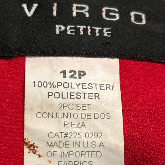 Virgo Red Suit Jacket, Size 12P. - Picture 5 of 6